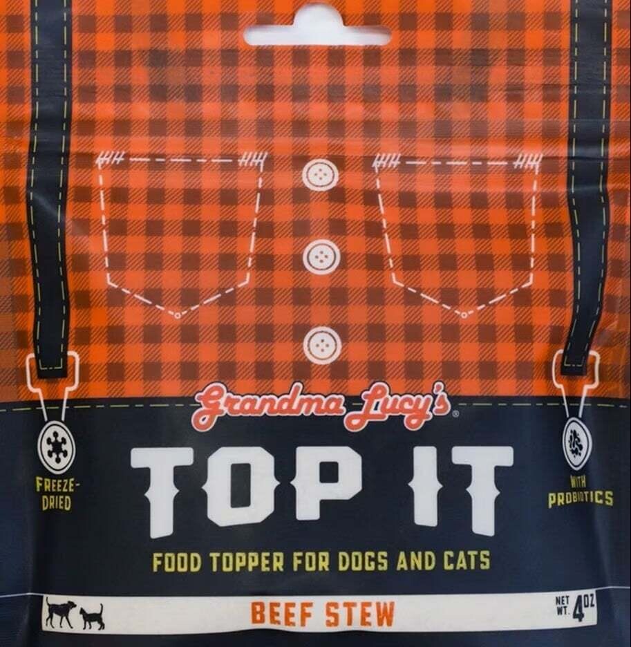 Grandma Lucy&#39;s Top It Beef Dinner Grain Free Dog &amp; Cat Topper 4 oz
