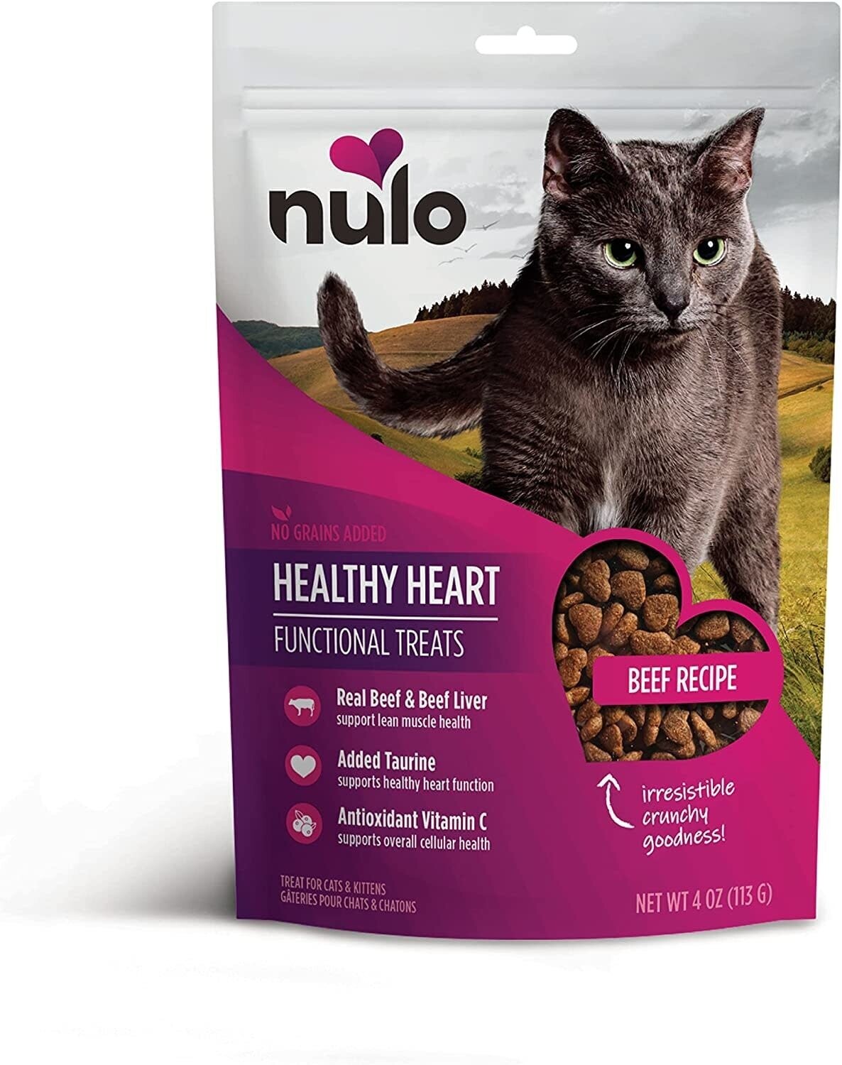 Nulo Healthy Heart Beef Recipe Cat Treats 4 oz Bag