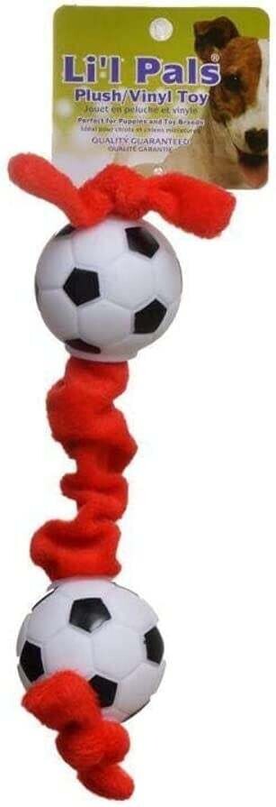 Coastal Li&#39;l Pals Plush and Vinyl Dog Toy Soccer Ball Tug 8 inch