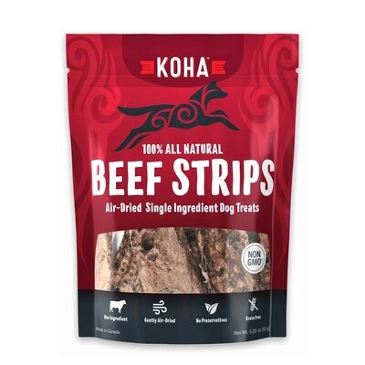 Koha Air Dried Beef Lung Strips Dog Treats 3.25 oz