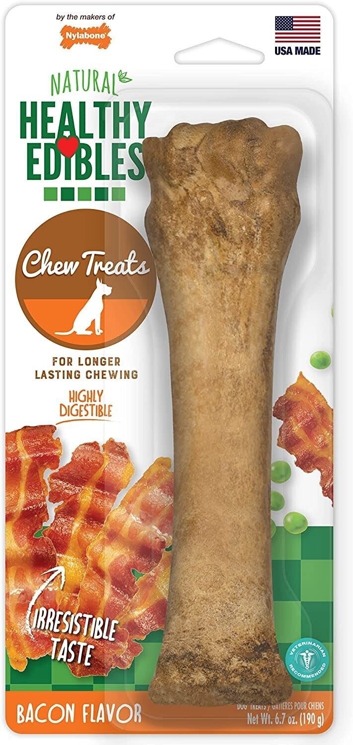Nylabone Healthy Edibles Bacon Flavor Chew Treats Extra Large