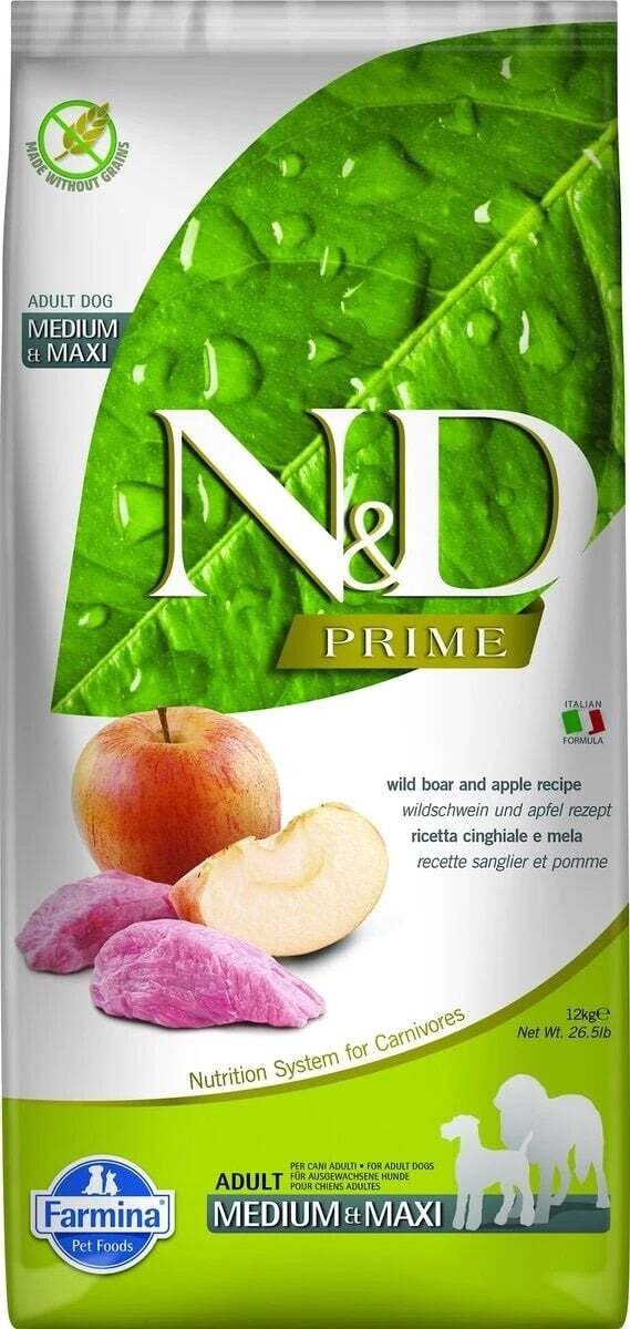 Farmina Dog N&amp;D Wild Boar &amp; Apple Adult Med Maxi 26.4 lbs