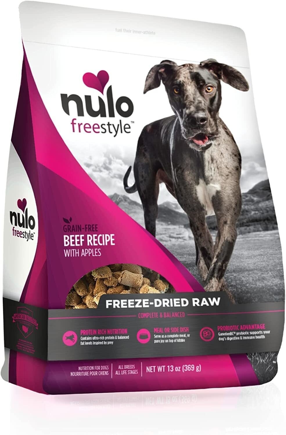 Nulo FreeStyle Freeze Dried Raw Beef with Apples for Dogs 13oz