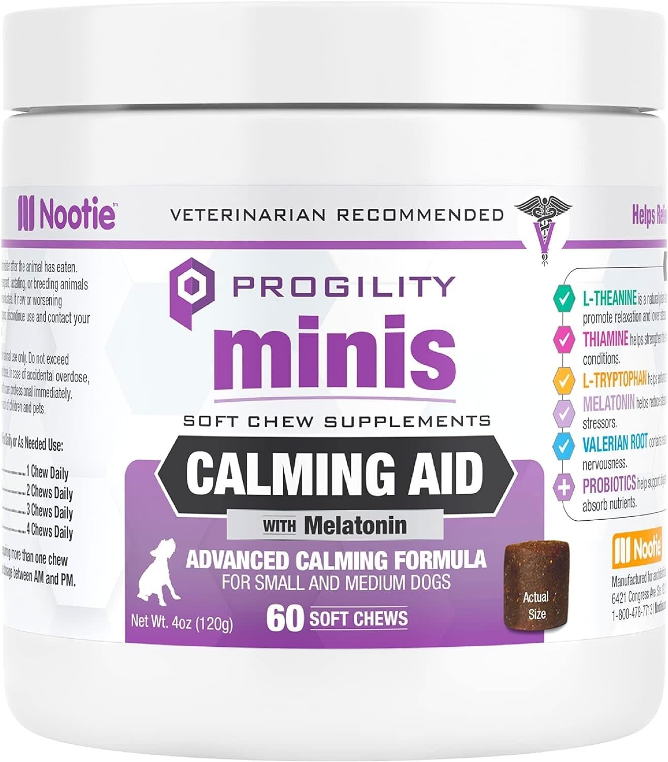 Nootie Progility Minis Soft Chews Supplements Calming Aid with Melatonin 60 count