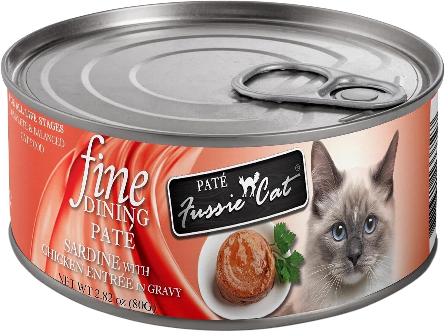 Fussie Cat Fine Dining Pate Sardine with Chicken Entrée In Gravy 2.82oz Case of 24