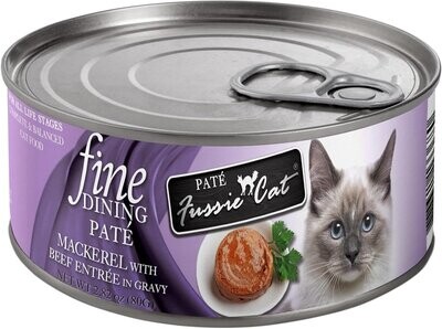 Fussie Cat Fine Dining Pate Mackerel Beef Entrée In Gravy 2.82oz