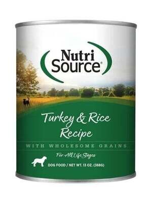 Nutrisource Turkey &amp; Rice Recipe Can Dog Food 13 oz Case of 12