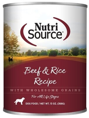 Nutrisource Beef &amp; Rice Recipe Can Dog Food 13 oz Case of 12