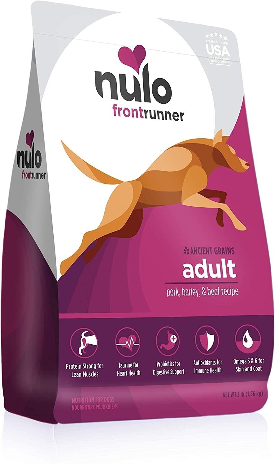 Nulo Frontrunner High-Protein Kibble Pork Barley &amp; Beef Adult Dog Food 3lbs