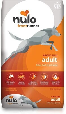 Nulo Frontrunner High-Protein Kibble Turkey Trout &amp; Spelt Adult Dog Food 23lbs