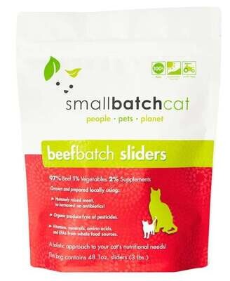 Small Batch Beef Batch Sliders Frozen Raw Cat Food 3 lbs