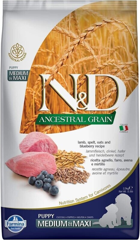 Farmina Dog Dry ANCESTRAL GRAIN Lamb &amp; Blueberry Puppy Medium Maxi 5.5 lbs