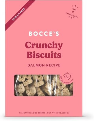 Bocce&#39;s Bakery Crunchy Biscuits Salmon Recipe Dog Treats 14 oz Box