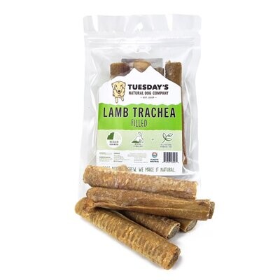 Tuesday&#39;s Natural Dog Company Filled Lamb Trachea (4 Pack)