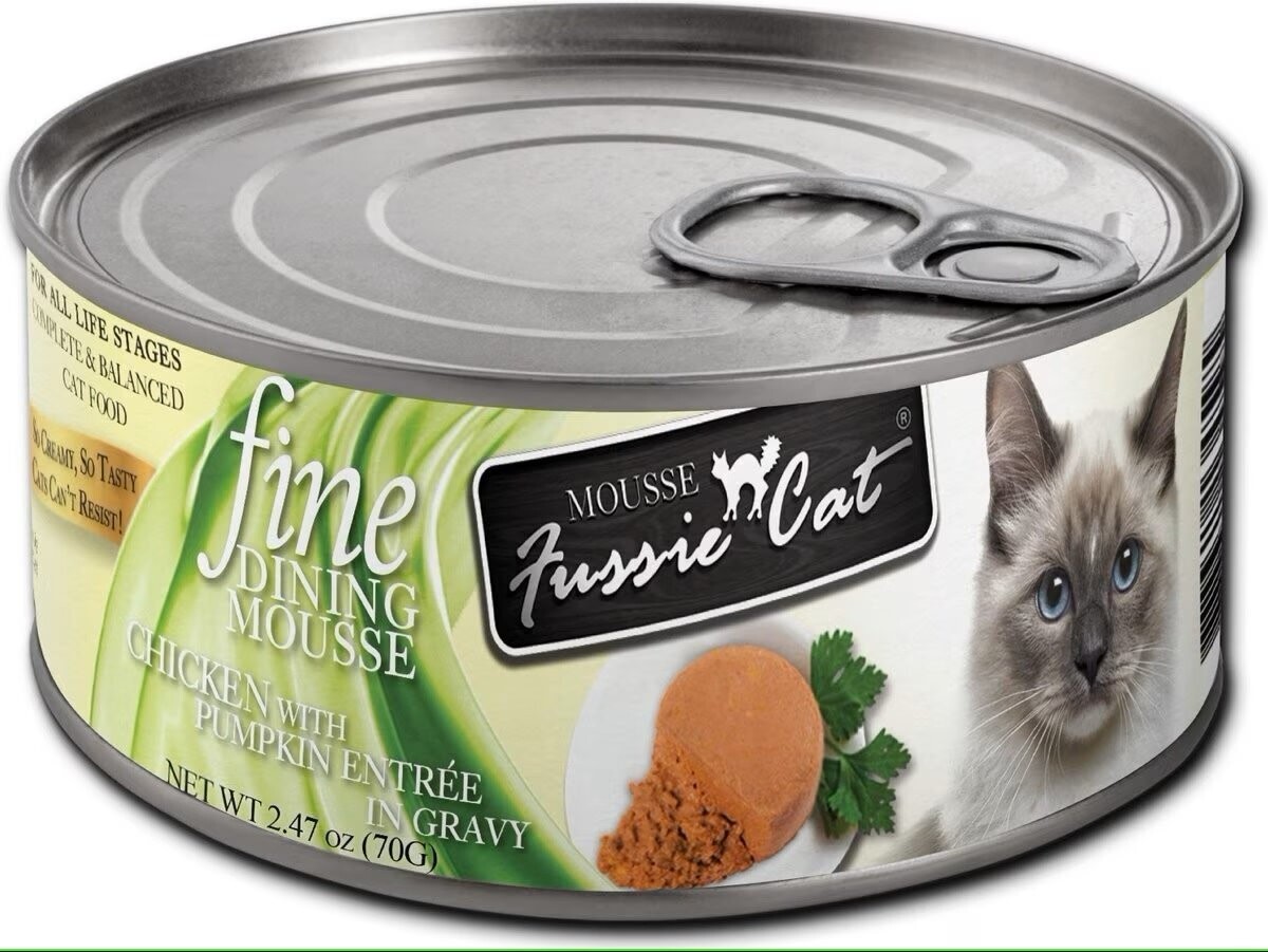 Fussie Cat Fine Dining Mousse Chicken with Pumpkin Entrée Cat Food 2.47oz Case of 24