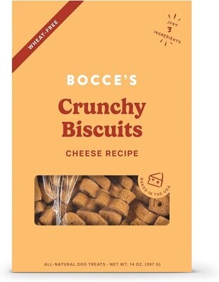 Bocce&#39;s Bakery Crunchy Biscuits Cheese Recipe Dog Treats 14 oz Box