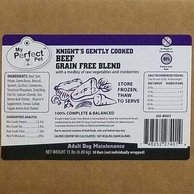 My Perfect Pet Dog Food Frozen Gently Cooked Knight&#39;s Beef Blend 15 lbs