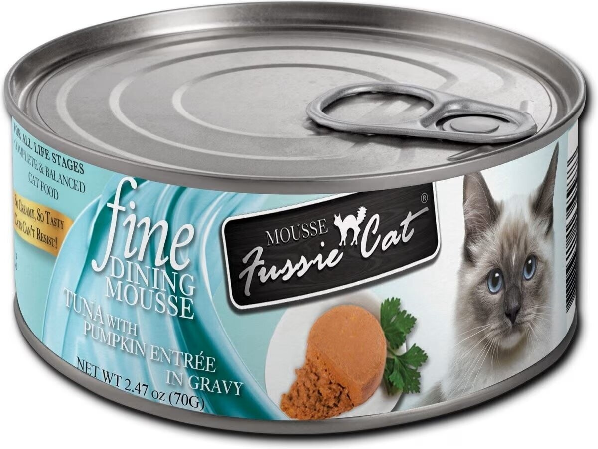 Fussie Cat Fine Dining Mousse Tuna with Pumpkin Entrée Cat Food 2.47oz Case of 24