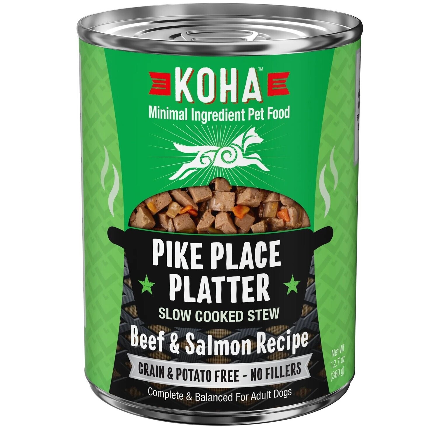 Koha Dog Can Slow Cooked GF Pike Place Beef &amp; Salmon 12.7 oz