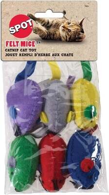 Ethical Pet Cat Toy Felt Mice with Catnip 6 Pack