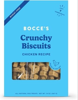 Bocce&#39;s Bakery Crunchy Biscuits Chicken Recipe Dog Treats 14 oz Box