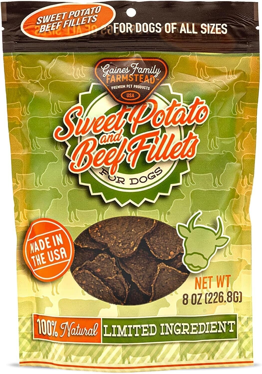 Gaines Family Farmstead Sweet Potato &amp; Beef Fillets Dog Treats 8 oz