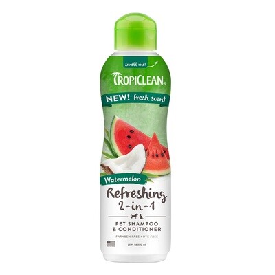 TropiClean Watermelon Refreshing 2 in 1 Shampoo &amp; Conditioner 20 oz