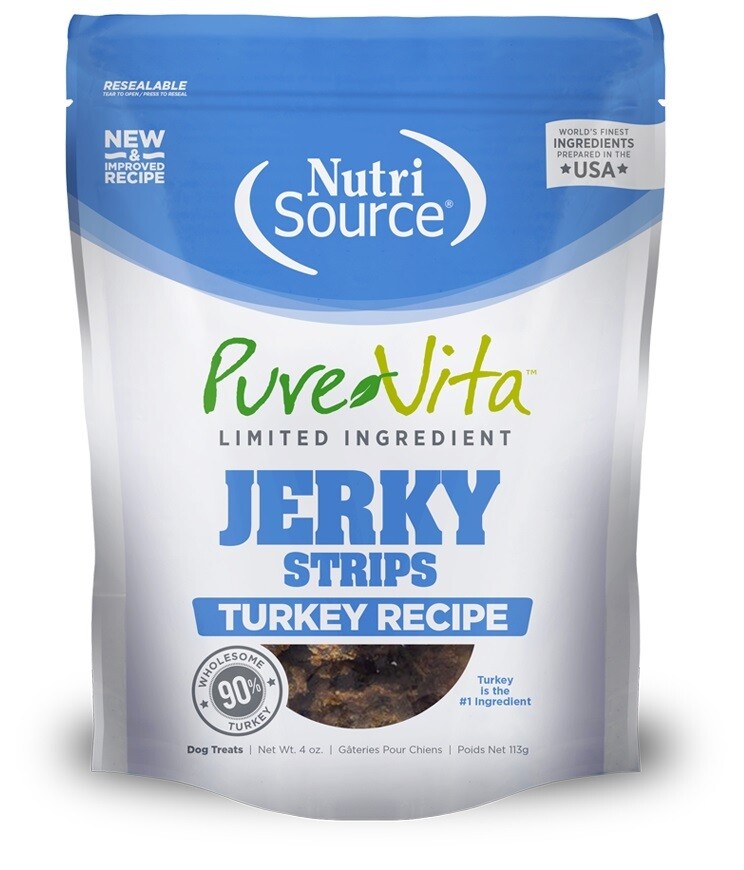 Nutrisource Pure Vita Jerky Strips Turkey Recipe 4 oz