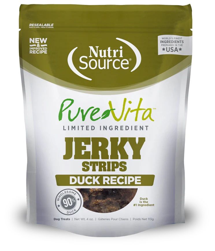 Nutrisource Pure Vita Jerky Strips Duck Recipe 4 oz