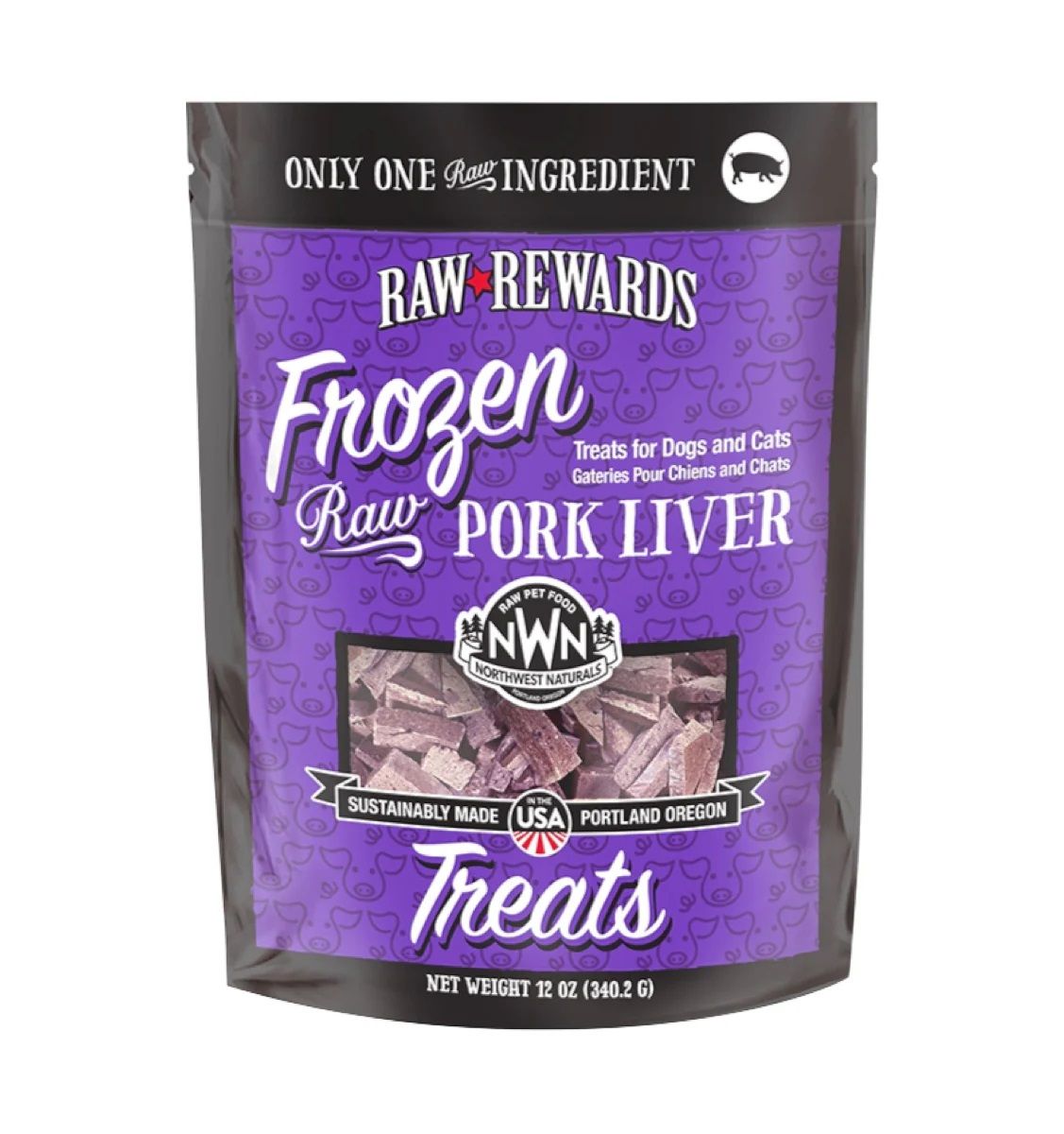 Northwest Naturals Dog Treat Frozen Pork Liver 12 oz