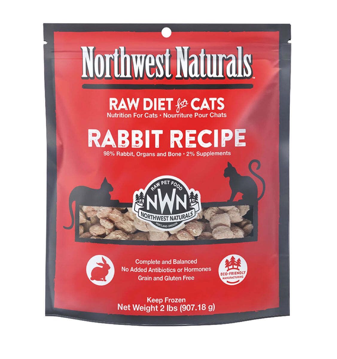 Northwest Naturals Frozen Raw Diet for Cats Rabbit Recipe 2 lbs
