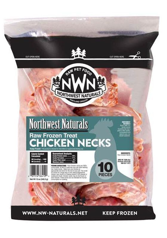 Northwest Naturals Raw Frozen Chicken Necks Dog &amp; Cat Treats 10 Ct