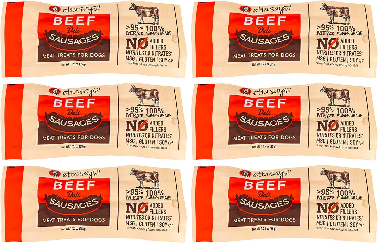 Etta Says Beef Deli Sausages Meat Treats for Dogs 1.25 oz