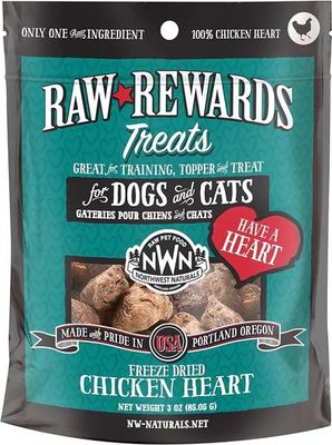 Northwest Naturals Raw Rewards Freeze Dried Chicken Hearts Dog &amp; Cat Treats 3 oz