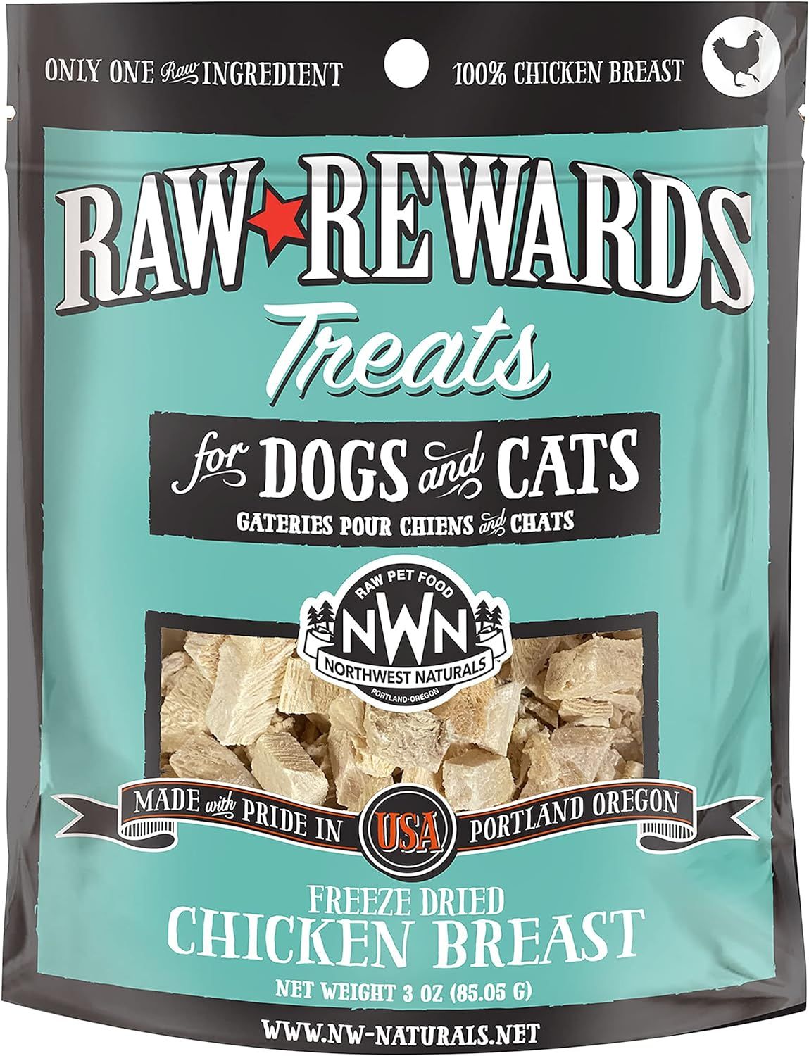 Northwest Naturals Raw Rewards Freeze Dried Chicken Breast Dog &amp; Cat Treats 3 oz