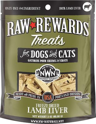Northwest Naturals Raw Rewards Freeze Dried Lamb Liver Dog &amp; Cat Treats 3 oz