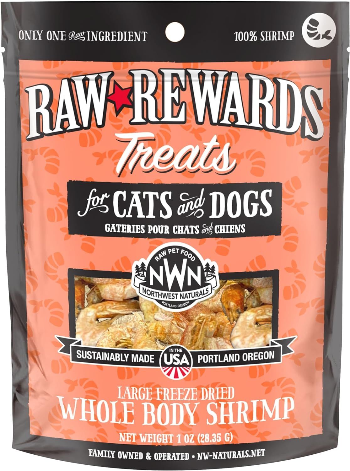 Northwest Naturals Raw Rewards Freeze Dried Shrimp Dog &amp; Cat Treats 3 oz