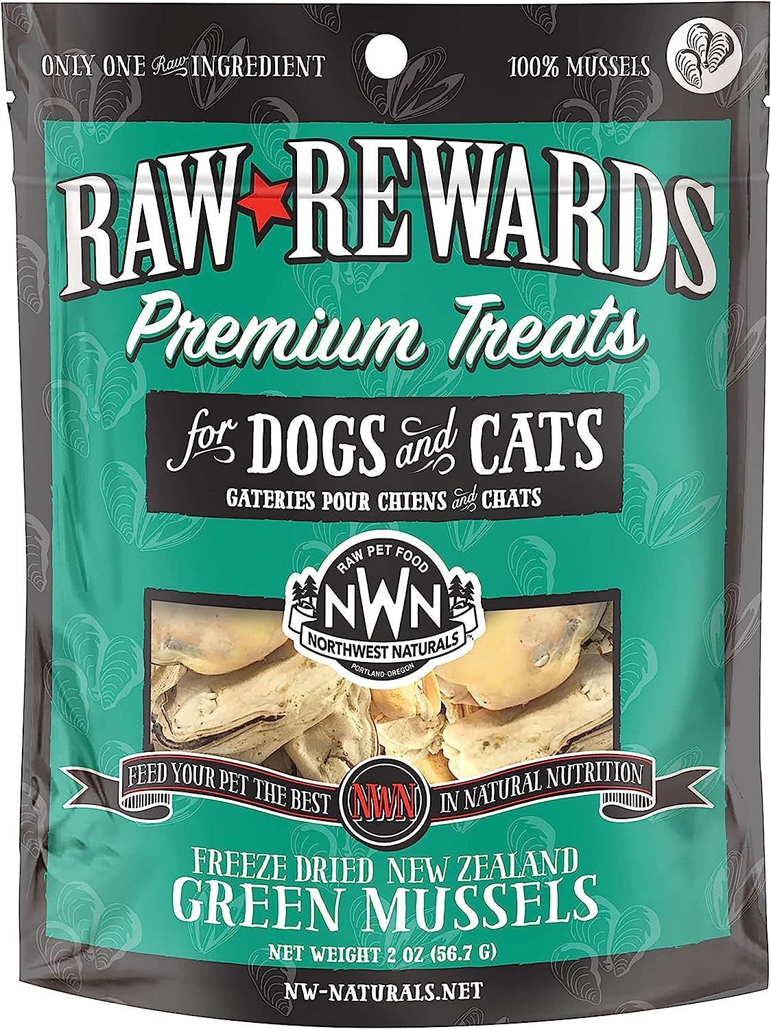 Northwest Naturals Raw Rewards Freeze Dried New Zealand Green Mussels Dog &amp; Cat Treats 2 oz