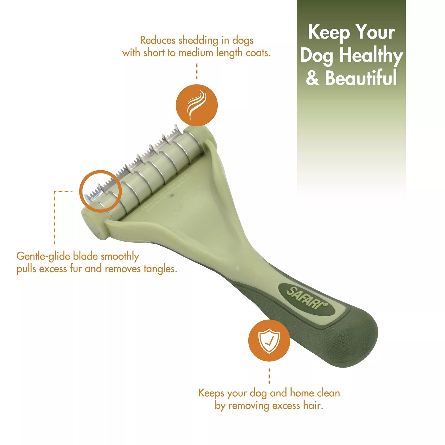 Safari by Coastal Shed Magic De-Shedding Tool for Dogs with Short to Medium Hair MEDIUM 6.25&quot; L, 3&quot; W
