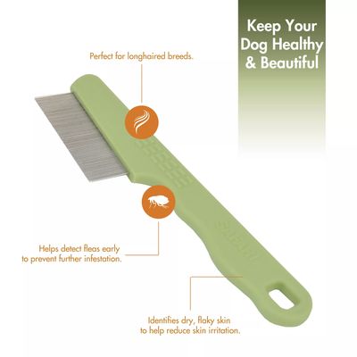 Safari by Coastal Dog Flea Comb with Plastic Handle SHORTHAIRED BREEDS 6.25&quot; L x 1.5&quot; W
