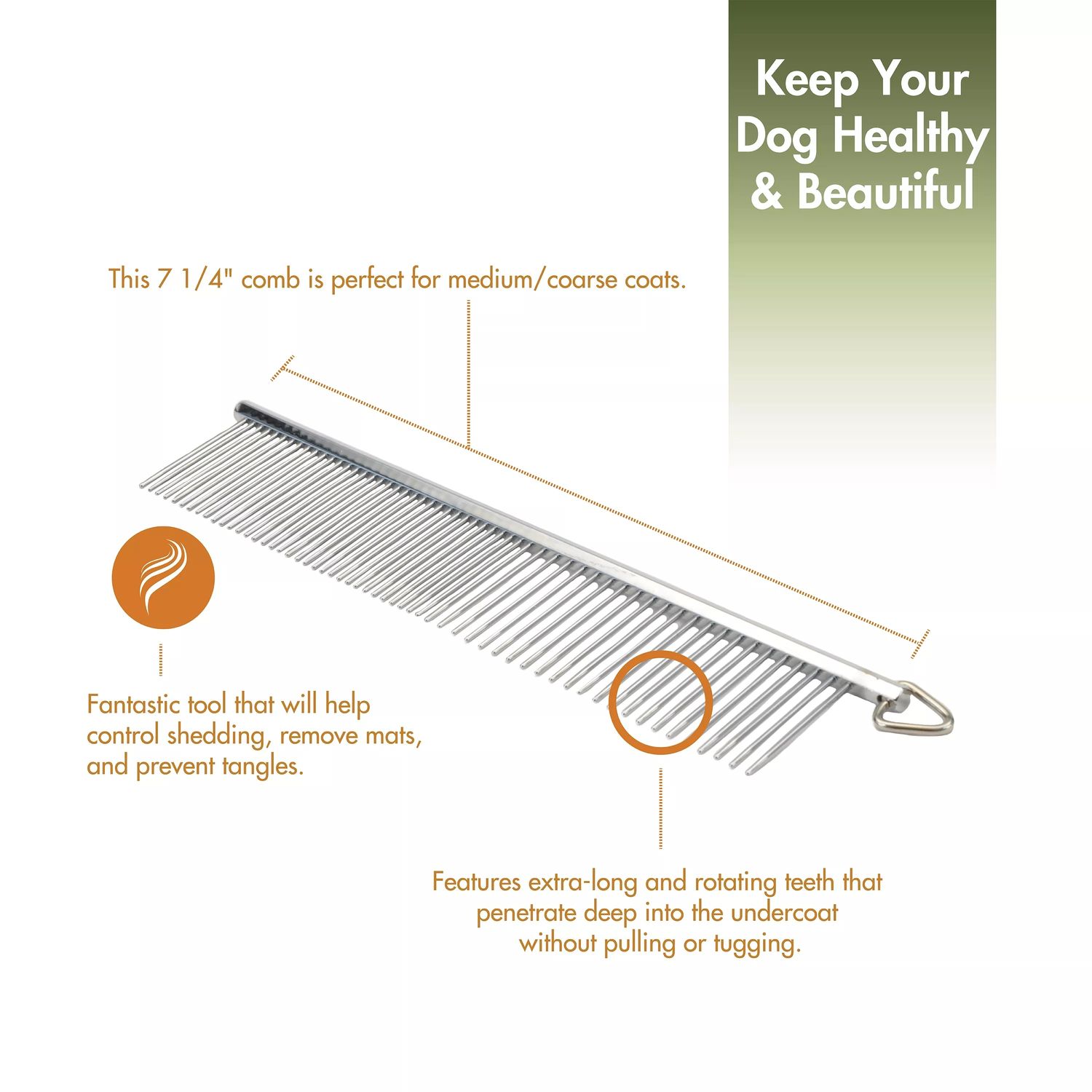 Safari by Coastal Dog Grooming Comb for Medium and Coarse Coats 7 1/4&quot;