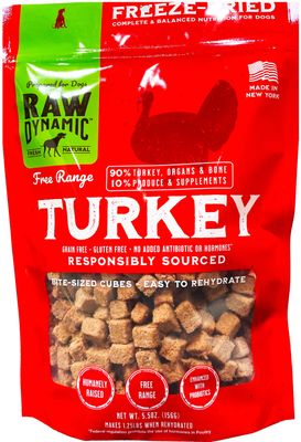 Raw Dynamic Freeze Dried Dog Food Free Range Turkey 14 oz