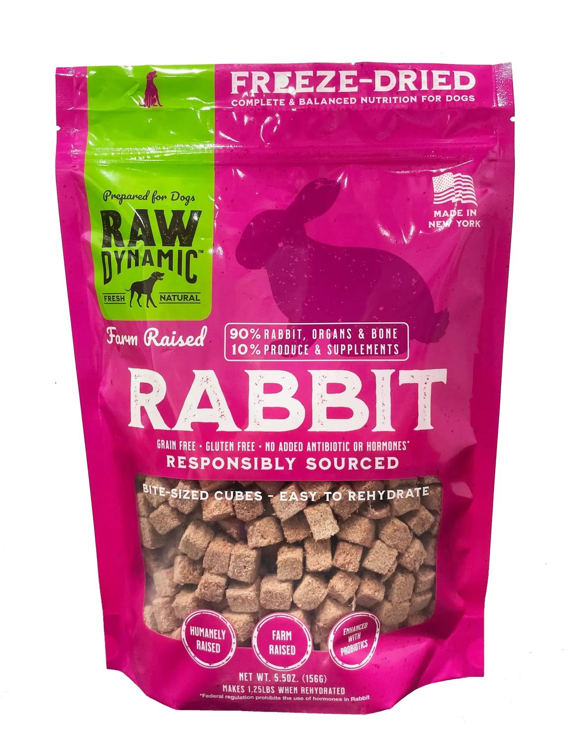 Raw Dynamic Freeze Dried Dog Food Free Range Rabbit 5.5 oz