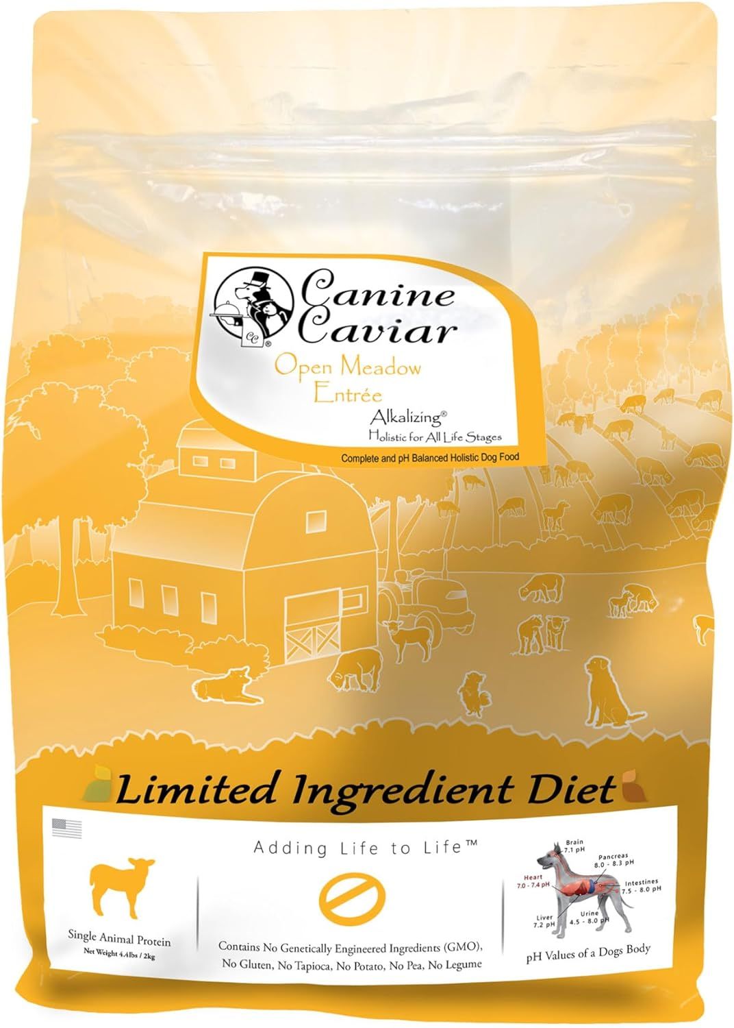 Canine Caviar Open Meadow Entrée Alkalizing Holistic Limited Ingredient Diet Dog Food 4.4 lbs