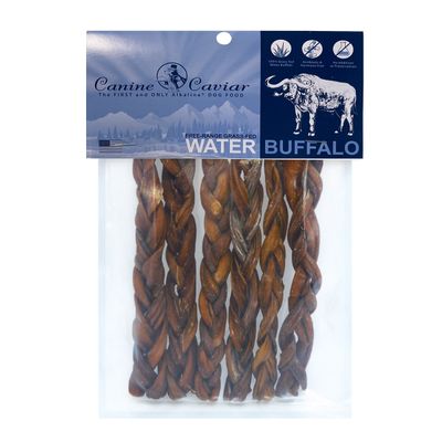 Canine Caviar Water Buffalo Braided Bully Sticks 6 Pack 6 inch