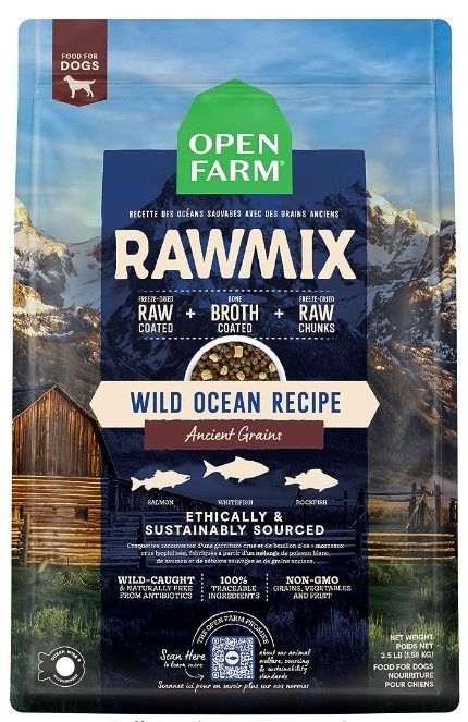 Open Farm Raw Mix Wild Ocean Recipe Ancient Grains Dog Food 20 lbs