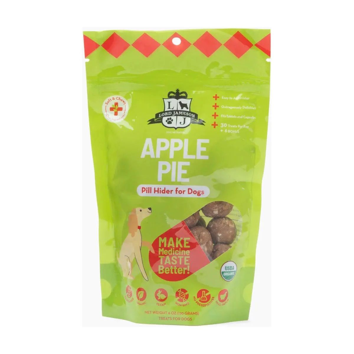 Lord Jameson Apple Pie Pill Pocket Organic Dog Treats 6 oz