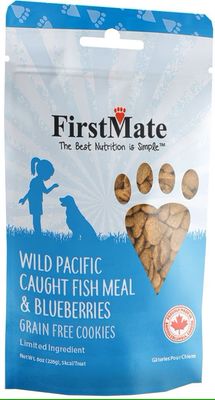 First Mate Wild Pacific Caught Fish &amp; Blueberries Grain Free Cookies Limited Ingredient Dog Treats 8 oz