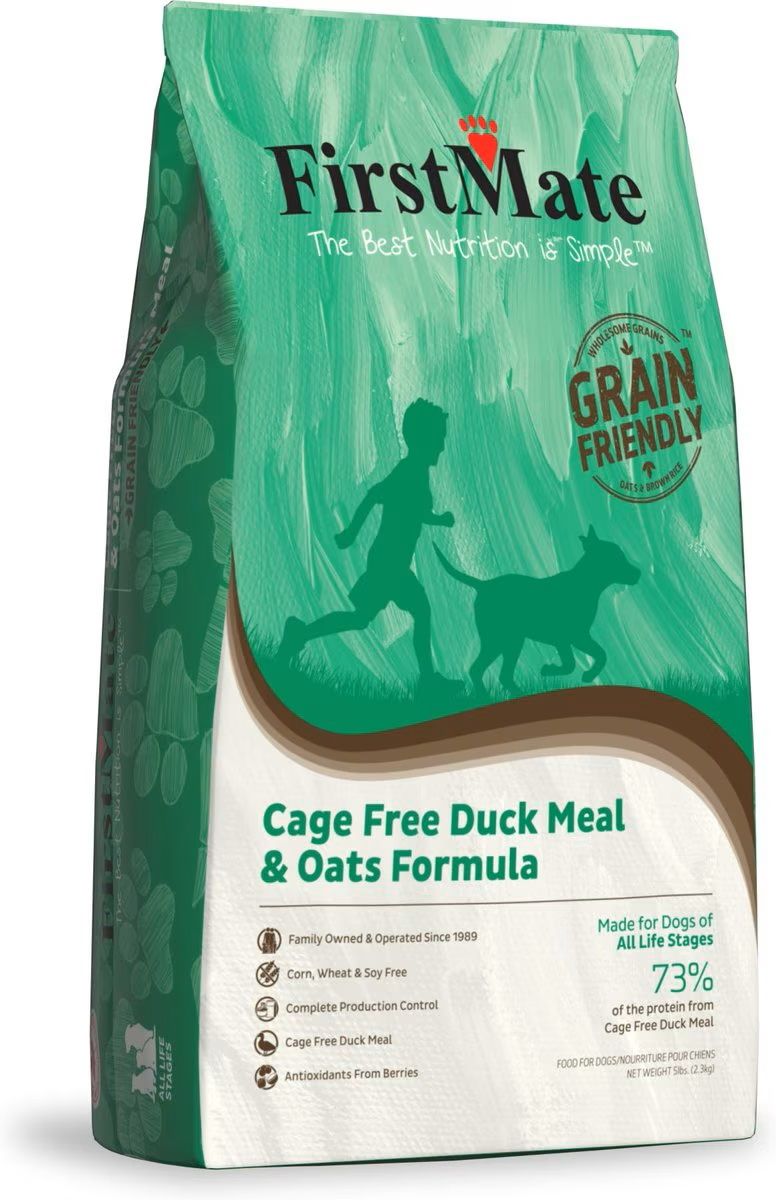 First Mate Cage Free Duck and Oats Formula Grain Friendly Dog Food 25 lbs