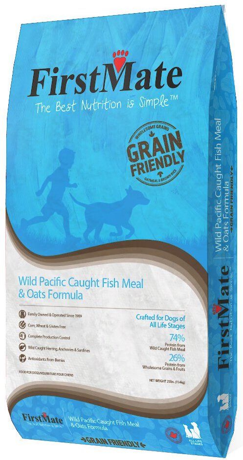 First Mate Wild Pacific Caught Fish and Oats Formula Grain Friendly Dog Food 25 lbs